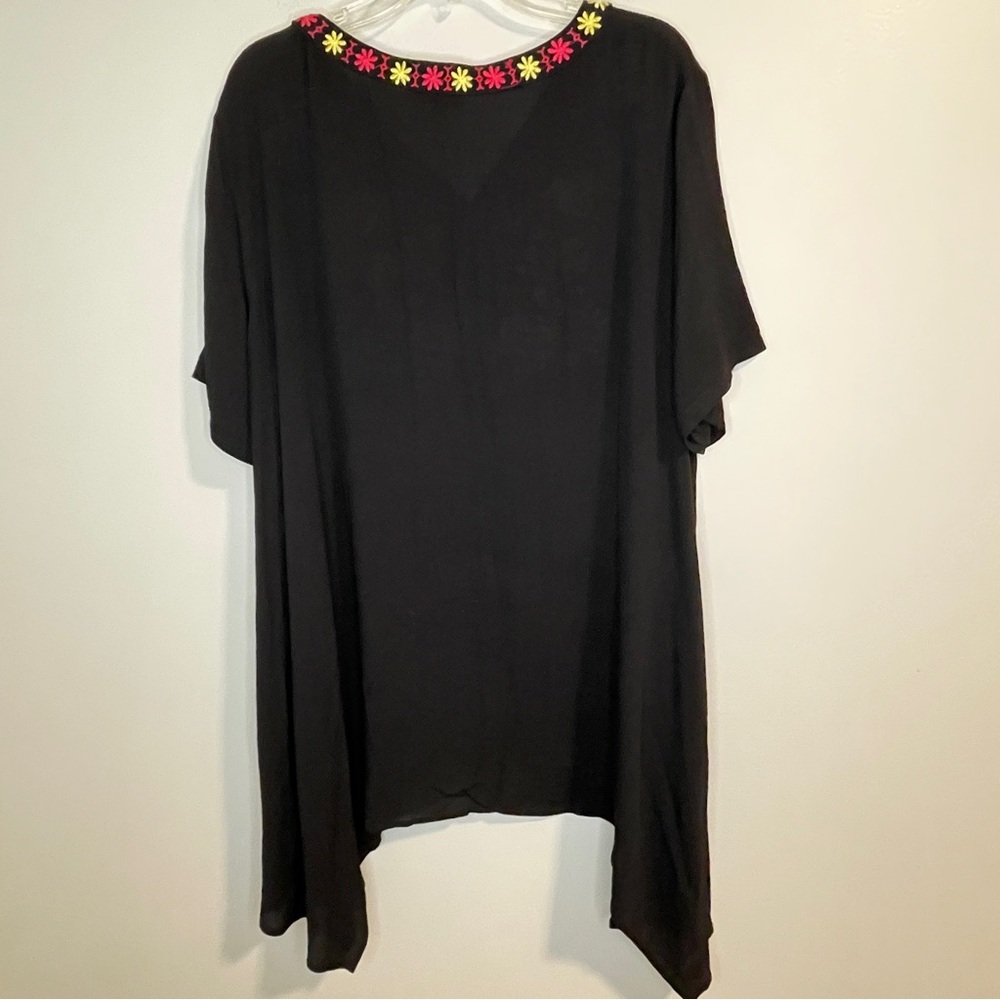 ODDY Embroidered Floral Tunic Black Top 2XL - Picture 4 of 6